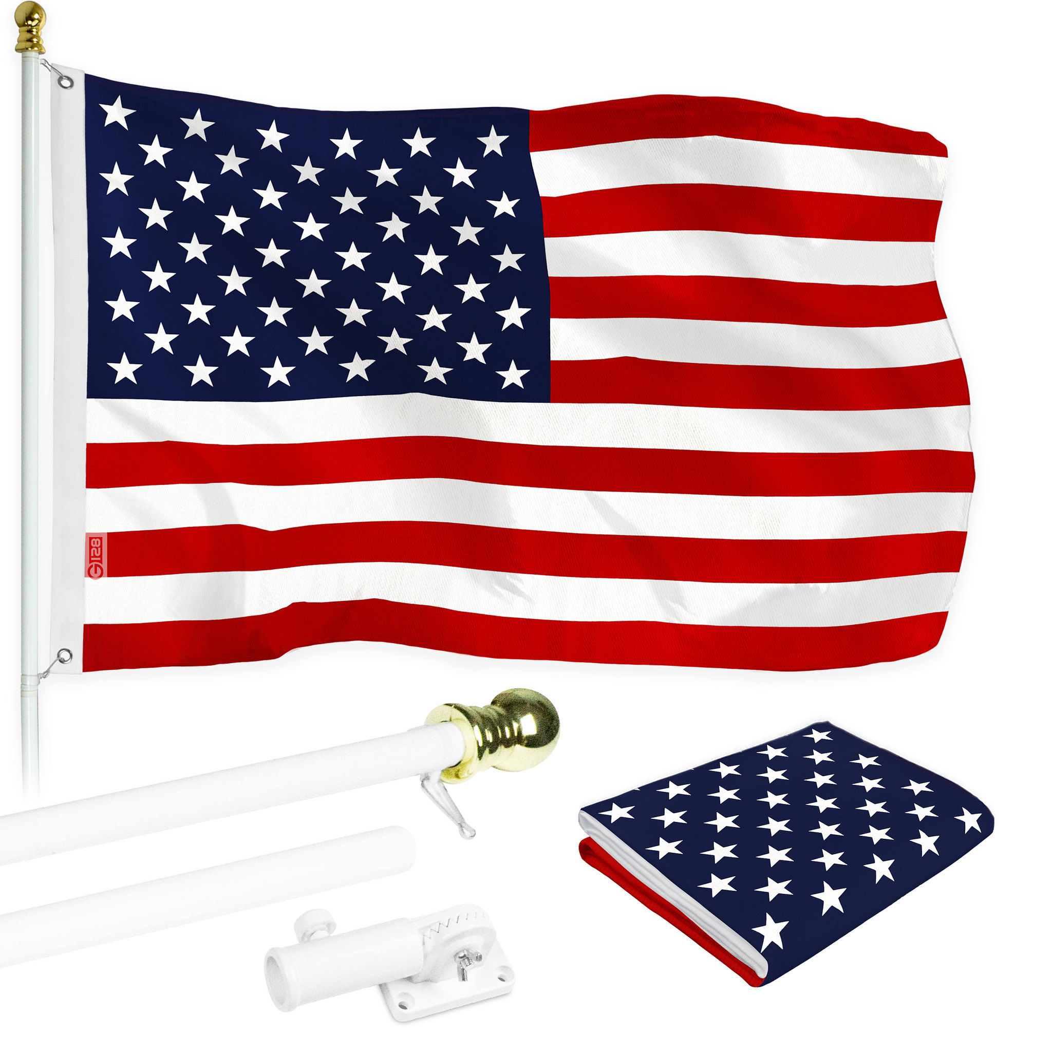 2-Pack 3x5 FT Embroidered USA American Flags – With Brass Grommets
