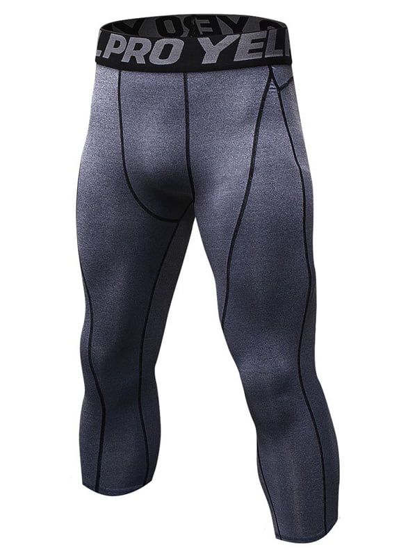 Men's Compression 3/4 Tights Workout Running Gym Pants Dri fit Quick dry Spandex 