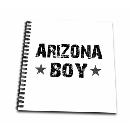 3dRose Arizona Boy - home state pride - USA - United States of America - black and white text and stars - Mini Notepad, 4 by 4-inch