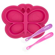 Kushies Siliplate Silicone Plate & Silifeed Silicone Spoons Bundles Girl
