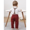 thumbnail image 6 of Baby Boy Clothes Suit 0-18 Months Wedding Formal Plaid Dress Shirt Suspender Pants Bowtie Hat Outfit, 6 of 11