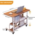 thumbnail image 3 of Adjustable Height Mobile Standing Desk – Ergonomic Rolling Computer Table with Storage Shelves – Space-Saving Laptop Desk for Home Office or School – with Wheels, Walnut 80 x 40CM, 3 of 6