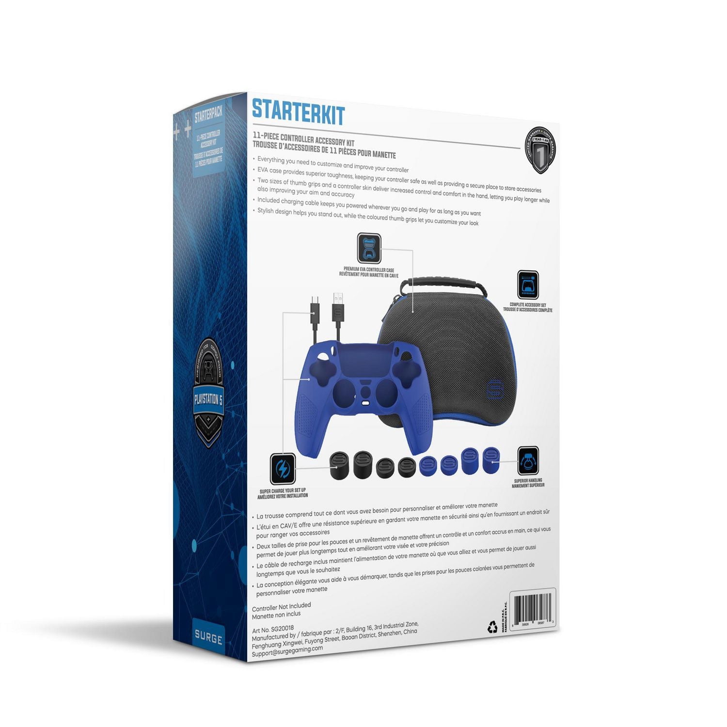 Surge 11-Piece Controller Accessory Starter Kit for PS5 - Blue/Black