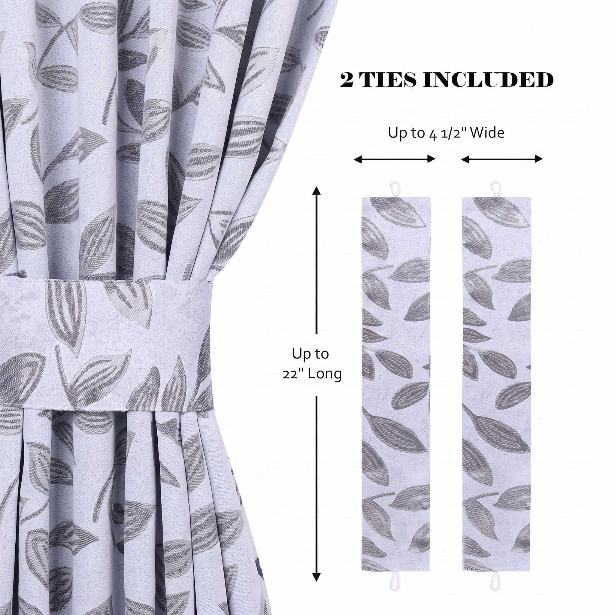 Superior Blackout Leaves Curtains Set of 2, Light Filtering Grommet Curtain Panel Set, Silver-Silver, 46"W x 84"L