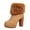 Brown, variant on Women's Round Toe Ankle B𝗈𝗈𝑡𝑠 Fashion Bow Boot Winter Mid Calf S𝗇𝗈w B𝗈𝗈𝑡𝑠 Warm Furry F𝗅eece Dress Pump Booties Chun𝗄𝗒 High Heels Booties Outdoor Walking Booties