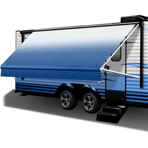 Blue RV Awning Fabric Replacement 22FT, Heavy Duty Camper Awning Replacement Weatherproof Vinyl Universal Outdoor Canopy for Camper, Trailer, and Motorhome Awnings