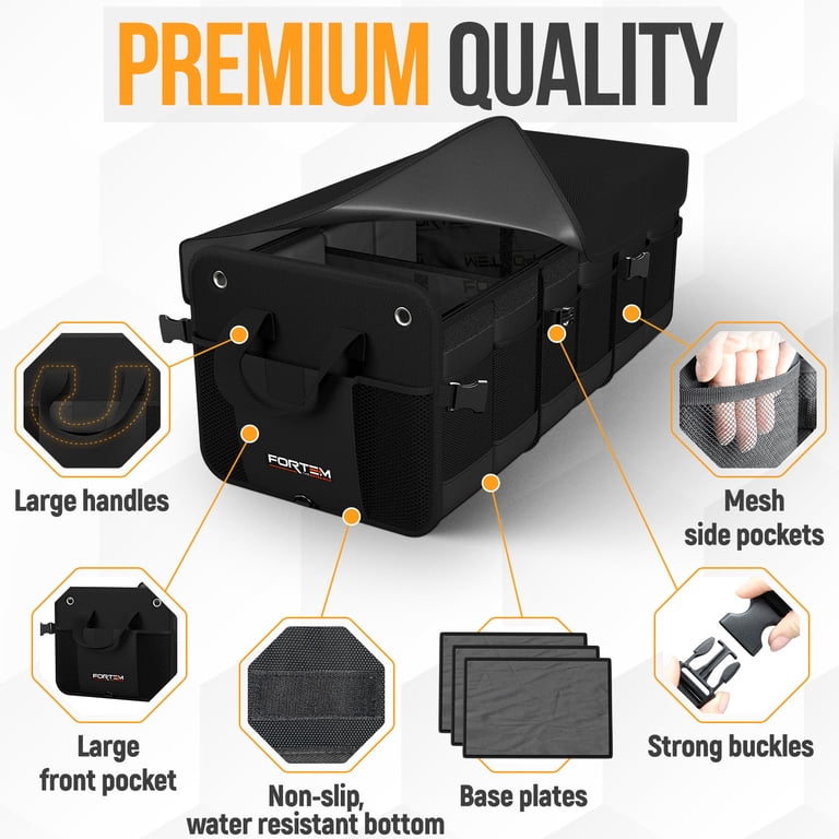 FORTEM SUV Trunk Organizer, 90L, Collapsible, Multi-Compartment