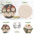 thumbnail image 4 of Yayeee 6 PCS Drink Coasters with Holder Set Woven Absorbent Round Tabletop Hot Pad, Red Snowmen, 4 of 7