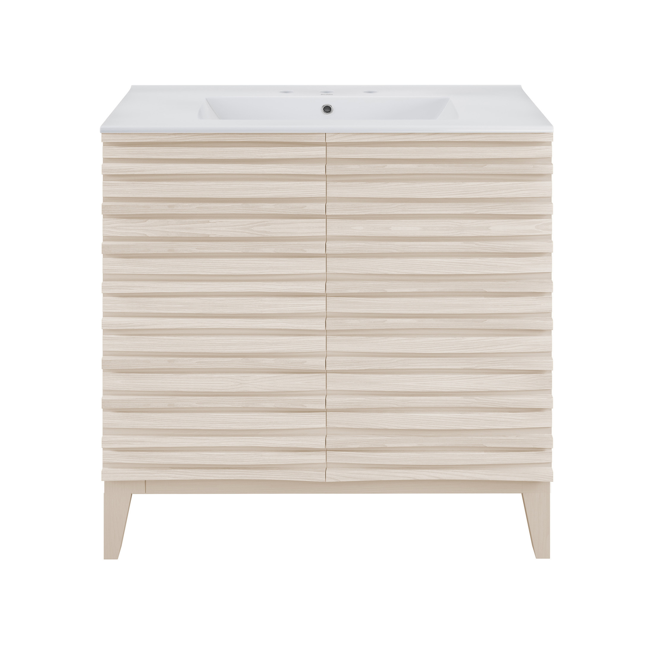 Cascade 30" Freestanding Bathroom Vanity in White Oak with 3-Hole Widespread Sink Top