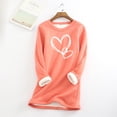 thumbnail image 3 of Fanxing Fleece Lined Thermal Shirts for Women Cute Heart Long Sleeve Thermal Underwear Tops Crewneck Soft Base Layer Cold Weather Ultra Soft Sherpa Blouse Orange,XXXL, 3 of 4