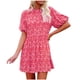thumbnail image 1 of Mini vestido de manga corta con cuello redondo y estampado informal de manga farol de verano para mujer a la moda Fridja  NMB2148, 1 of 5