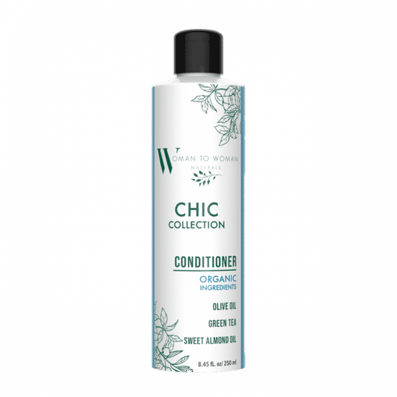 Woman To Woman Naturals Chic Collection Hydrating Deep Hair Conditioner - Organic Olive Oil, Sweet Almond Oil, Green Tea - Sulfate, Paraben and Sulfate Free Conditioner- 8.45 fL. Oz, 250 ml