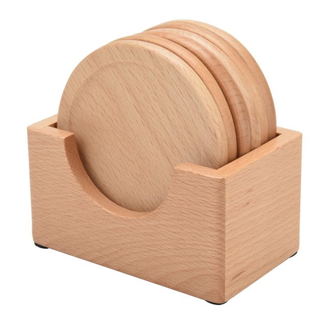 6 posavasos de madera para bebidas, portavasos con soporte para decoración de hogar, oficina y apartamento.