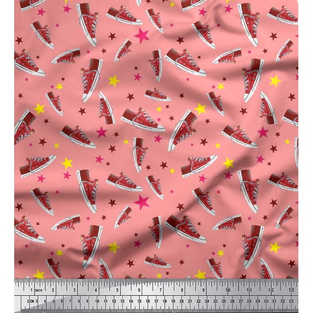 Soimoi Velours Tissu Star & Chaussures Mode Tissu Imprimé 1 Yard 58 Inch Wide