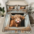 thumbnail image 2 of Manfei Funny Animal Twin Sheet Sets, Cute Highland Cow Twin Fitted Sheet, Brown Gray Barn Door Flat Sheet, Breathable Farmhouse Home Decor 3pcs, 2 of 7