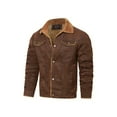 thumbnail image 4 of Warm Fleece Bomber Jacket, Men's Casual Lapel Button Up Jacket Coat For Fall Winter, 4 of 5