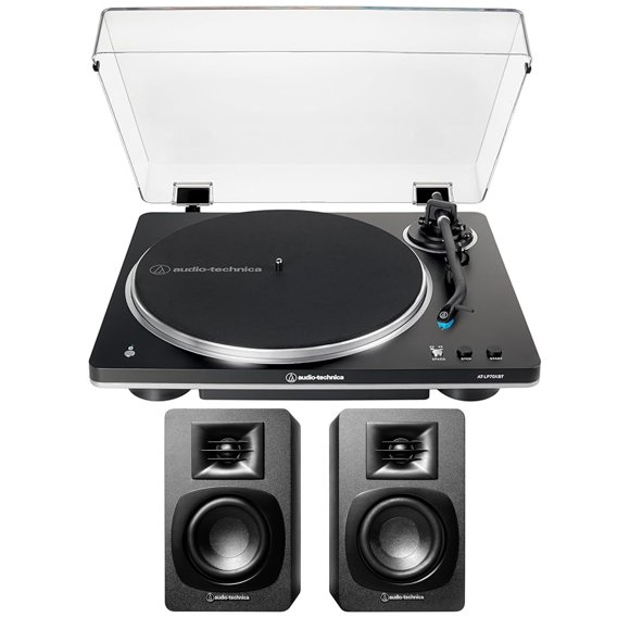 Tocadiscos Audio-Technica AT-LP70XBT-BS con altavoces AT-SP3X