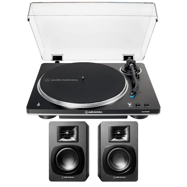 Tocadiscos Audio-Technica AT-LP70XBT-BS con altavoces AT-SP3X