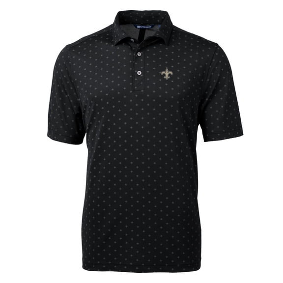 Men's Cutter & Buck Black New Orleans Saints Big & Tall Virtue Eco Pique Tile Polo