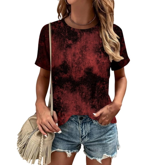 adaychics Womens Tie Dye T Shirts Crew Neck Summer Casual T Shirts Fashion Graphic Tees Short Sleeve for Travel Dating Commuting