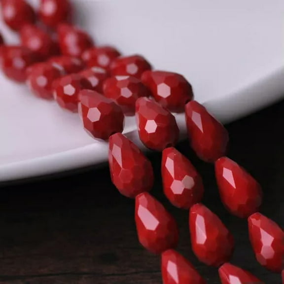 U8MO 20pcs 15x10mm Teardrop Faceted Crystal Glass Losse Beads Bulk Wholesale Lot-169# Opaque Deep Red