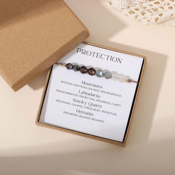 DASAW-Empath Protection Bracelet for Women,Natural Healing Crystal Beaded Bracelet for Triple Protection