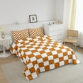 thumbnail image 3 of Erosebridal White Orange Checkered Bedding Set Twin Buffalo Plaid Grid Comforter Set,Checkerboard Quilt Set Aesthetics Gingham Duvet Set Modern Room Decor, 3 of 8
