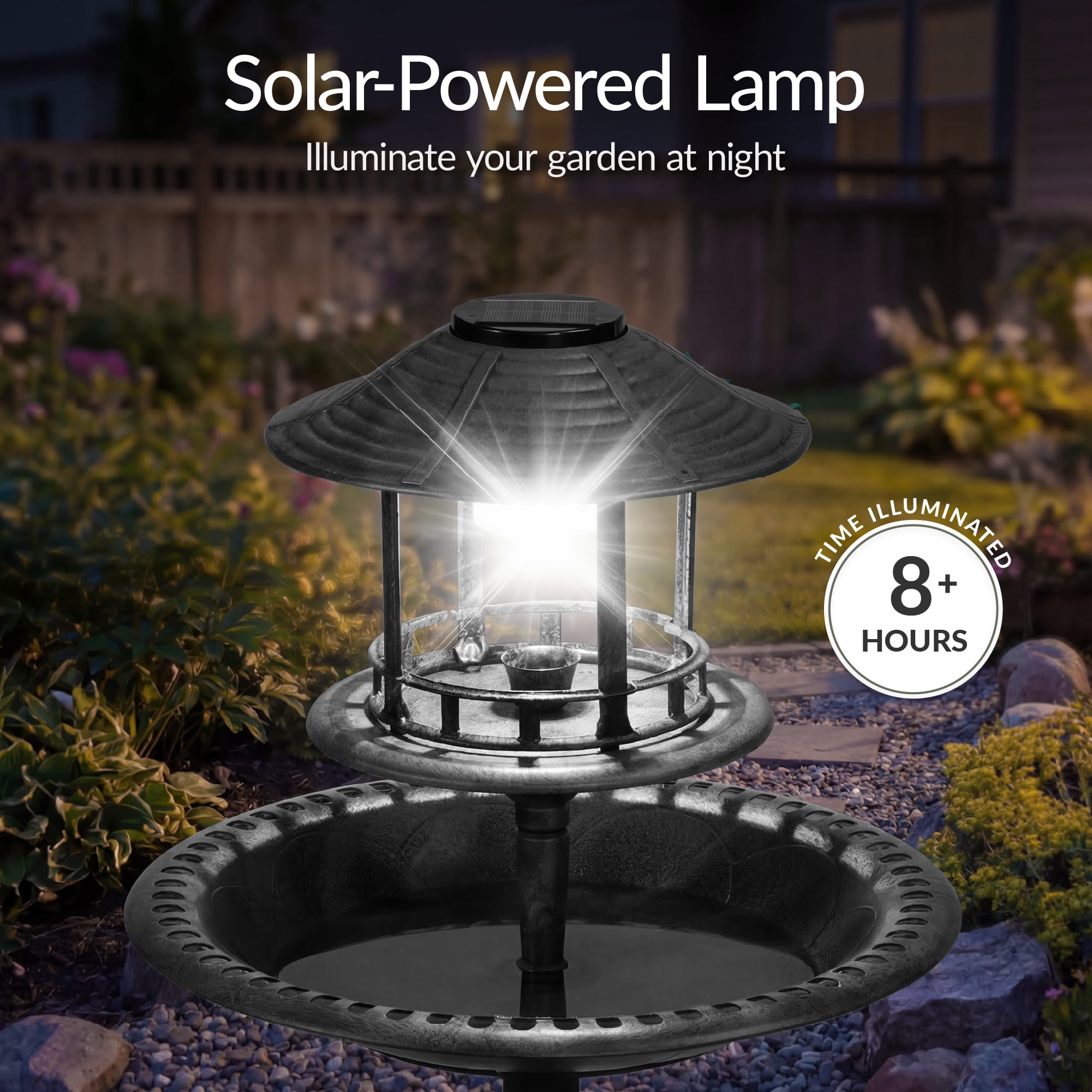 Best Choice Products Solar Outdoor Bird Bath Pedestal Fountain Garden Decoration w/ Fillable Planter Base - Black