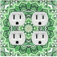 thumbnail image 1 of Metal Light Switch Plate Cover Green Mandala Icy Flower Tile Pattern MDL049, 1 of 13
