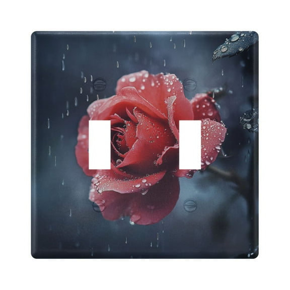 Red Roses Blooming in The Rain Decorative Light Switch Plates Switch Cover Decorative Wall Plates Ideal for Living Room Kitchen Bedroom and Study