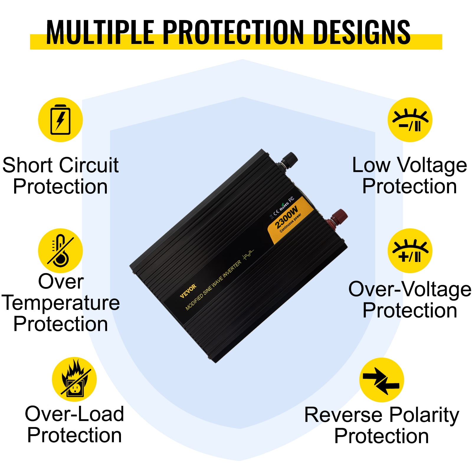 VEVOR GYM-2300W 24V 2300-Watt Continuous 4600-Watt Surge Power Inverter for Car RV Truck Boat