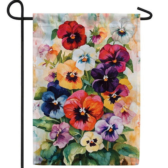 America Forever Watercolor Pansy Garden Flag, 12.5 x 18 inch Double Sided, Colorful Pansy Flowers Watercolor Art, Spring Summer Garden Pansy, Artistic Flower Flag