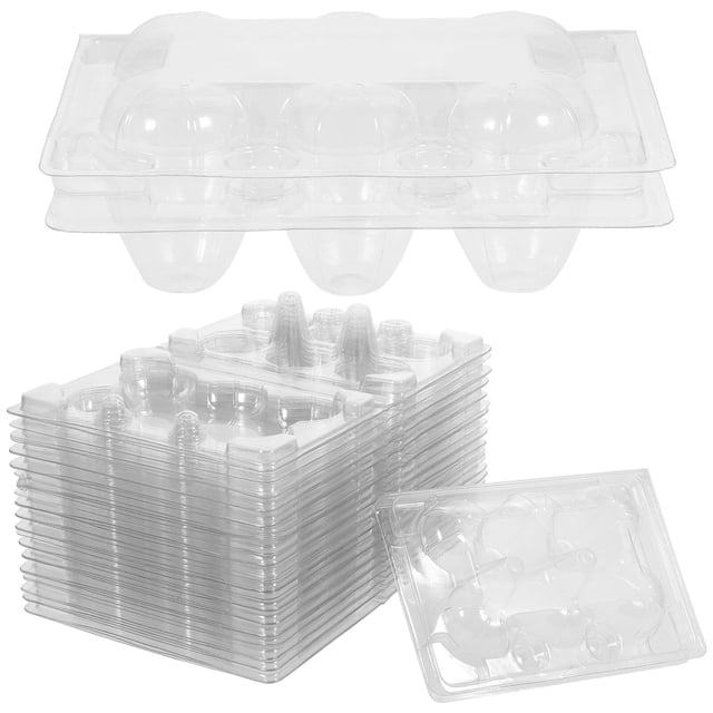 EeaseMX Bandeja de plástico transparente para huevos de codorniz (50 unidades, 6 rejillas), dispensador de huevos, caja de embalaje, estuche protector para huevos de codorniz.