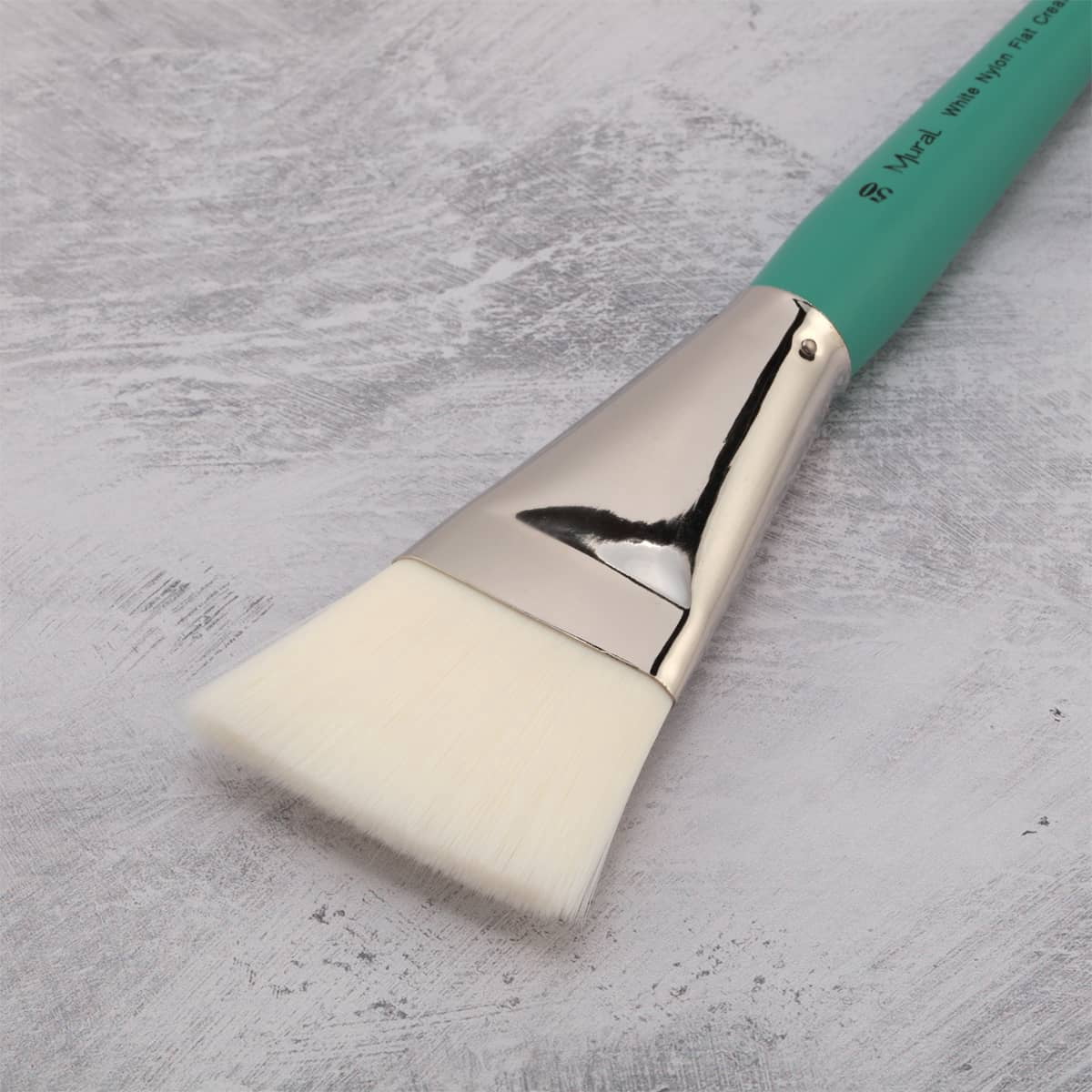 Creative Mark Art Supplies Large Mural Synthetic White Filament Paint Brush - Flat #50 - Artist Supplies for Acrylics, Watercolors, and Oils - Durable, Resilient, Seamless Ferrules