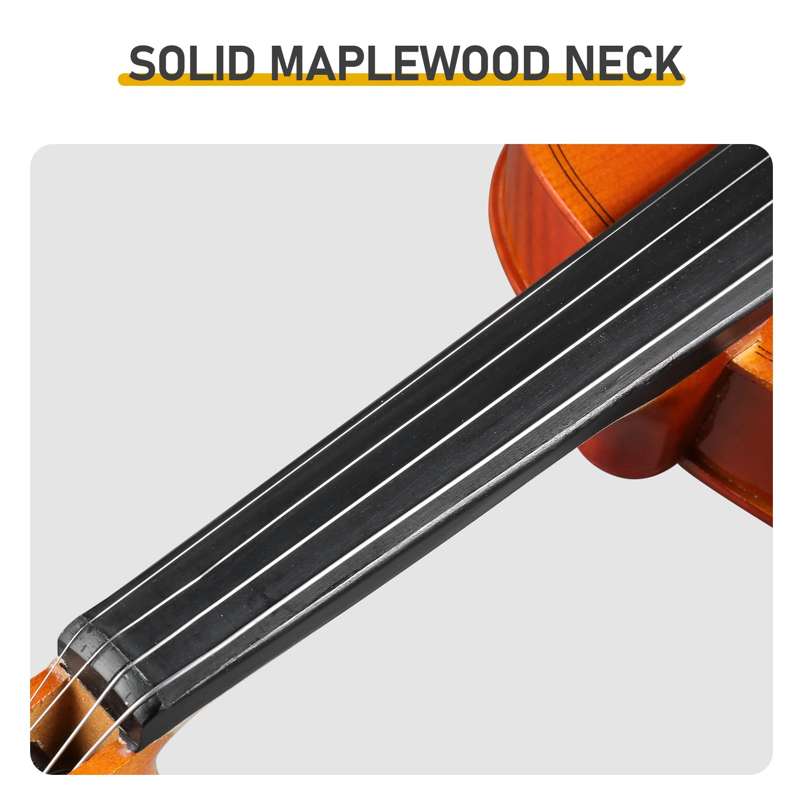 4/4 Natural Tiger-Striped Acoustic Violin Set Includes Pitch Stickers, Tuner, Strings, Shoulder Rest, Rosin, Bow