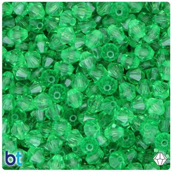 BeadTin Green Transparent 8mm Faceted Bicone Acrylic Beads (200pcs)
