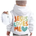 thumbnail image 1 of MIASHUI Sweat à Capuche pour Filles, Imprimé Alphabet, Manches Longues, Blanc, 6-8 Ans, 1 of 5
