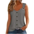 thumbnail image 2 of Sevevn Women's Solid Color Button Camisole - Sleeveless T-shirt Loose Tank Top Gray XXL Beach Vacation Clothes for Women, 2 of 6