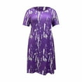 thumbnail image 4 of WZXFASHION Robe de Nuit Décontractée Grande Taille pour Femmes, Imprimé Cœur, Manches Courtes, Col Rond, Extensible Moyen, Ample, Violette, TTTTG, 4 of 4