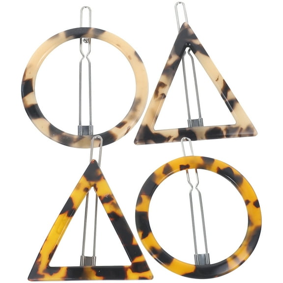 4 Pcs Circle Barrette Clip Round Hair Pin Triangular Hair Clips Women's 4pcs