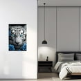 thumbnail image 3 of LZIMU Black and White Tiger Canvas Wall Art Wildlife Painting with Floral Blue Eyes Animal Flower Pictures Print Modern Office Home Decor Framed (16.00" x 24.00"), 3 of 5