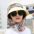 thumbnail image 6 of Women Beach Foldable Sunscreen Floral Print Caps Neck Face Care Wide Brim Hat New Summer Outdoor Riding  Women Sun Hats UPF 50 Sun Protection Hat Neck Shield Flap Visor Hat Ponytail Hats Wide Brim, 6 of 6