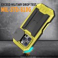 thumbnail image 5 of for iPhone 16 Pro Rugged Case with Camera Lens Sliding Cover, Screen Protector [Built-in Kickstand] [Military-Grade Triple-Layers Protection] Heavy Duty Full Body Shockproof Phone Case, Yellow, 5 of 7