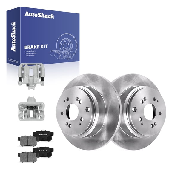 AutoShack Rear Solid Brake Rotors   Ceramic Pads   Calipers 8-PC Brake Kit Replacement for 2012-2015 Honda Crosstour 12" (304.7 mm)