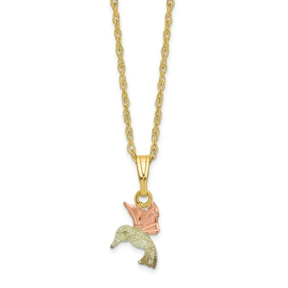 10k Tri-Color Gold Black Hills Gold Hummingbird Necklace Fine Jewelry For Women Gifts For Her, 18"