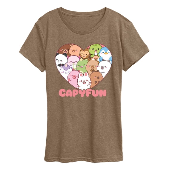CapyFun - Capybara Collage Heart - Women's Short Sleeve Graphic T-Shirt