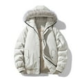 thumbnail image 2 of Men's Winter Puffer Jacket Thermal Thick Cargo Jackets Winter Warm Outerwear with Faux Fur Hooded Green XL, 2 of 9
