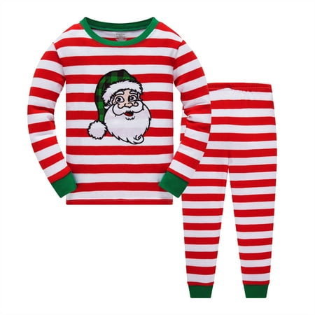 

Popshion Toddler Boy 100% Cotton Christmas Pajamas Set Santa Claus Pjs Size 7T