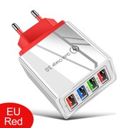 4Usb Color Charger 3A Mobile Phone Tablet Travel Charger Charging Head European Standard Travel Charger Cross-Border Exclusive Supply