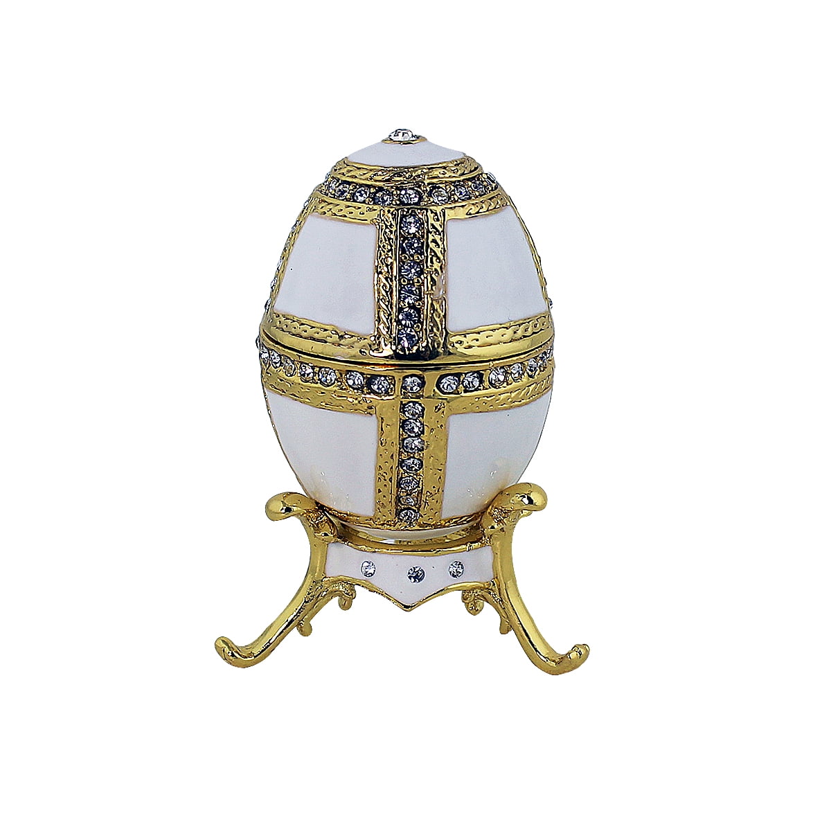 White Egg Trinket Box with Gold Stand Bejeweled - Walmart.com